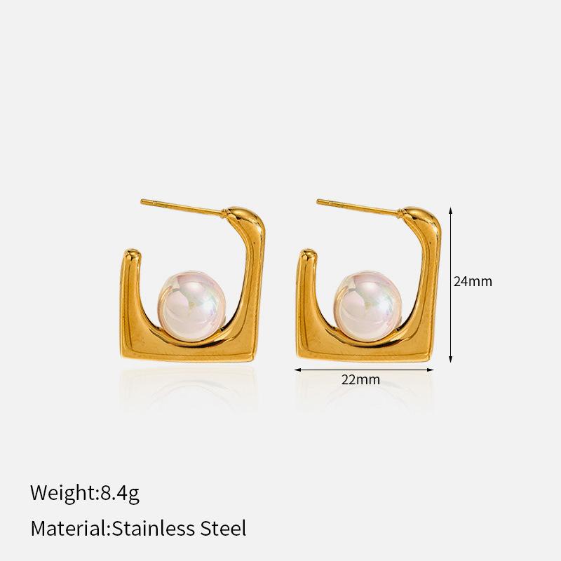 Hot-selling new ins wind titanium steel stud earrings in Europe and America, high-end trend wind stainless steel earrings, electroplated 18K gold jewe