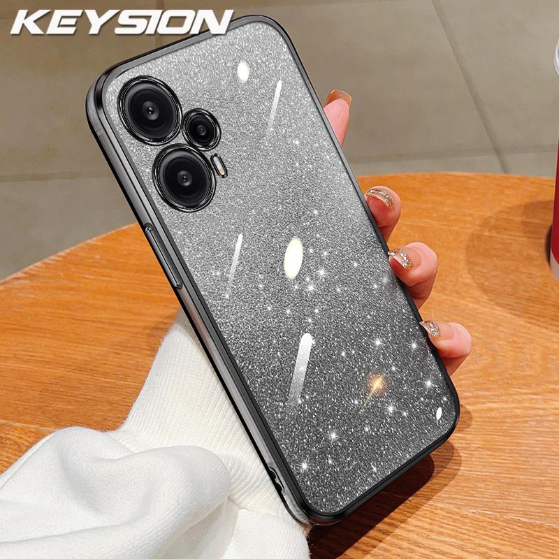 KEYSION Роскошный чехол-бампер с блестками для Xiaomi POCO F5, прозрачный, мягкий ТПУ, противоударная задняя крышка для POCO F5 Pro