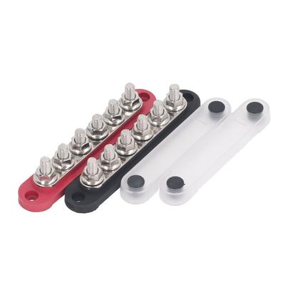 Клеммная колодка распределения питания M8 Медная пластина Нержавеющие клеммы Шина аккумулятора 150А 300В AC 48В DC 2 шт. M8x6