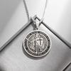 New European and American Retro Pendant Titanium Steel Western Medieval Templar Round Necklace