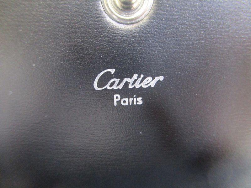 Authentic Cartier Pasha de Cartier Black Leather Silver H/W Coin Purse #a155 Open box