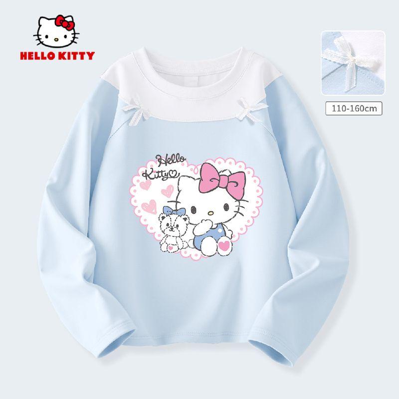 Длинный рукав для девочек Hello Kitty, Весна и Осень 2026, Новый стиль, Стильный топ с длинным рукавом для девочек