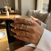 7Pcs Chunky Geometric Heart Shell Ring Set for Women Stainless Steel Dual Tone Stackable Y2K Trendy Statement Knuckle Jewelry