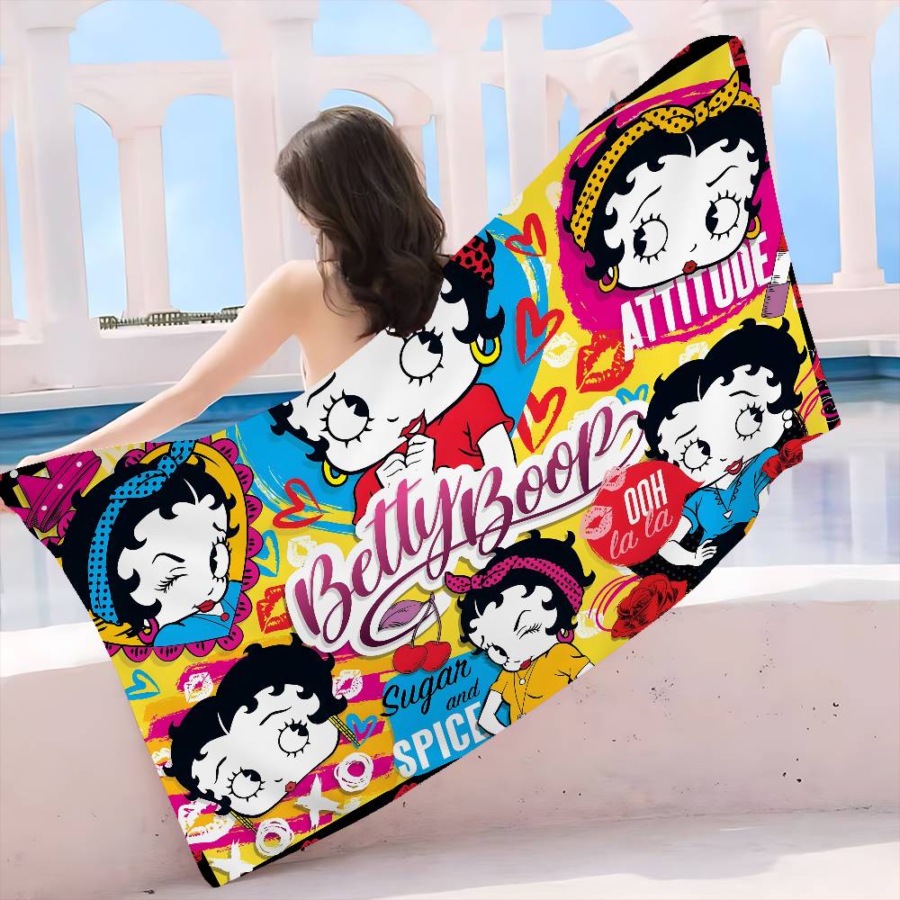 Аниме B-Bettys B-Boops Микрофибровое Пляжное Полотенце Впитывающее Быстросохнущее Мягкое Для Йоги Плавания Курорта Альпинизма
