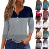 Women's T Shirt Tee Print Button 3/4 Sleeve Daily Weekend Fashion Basic V- Neck Regular Top