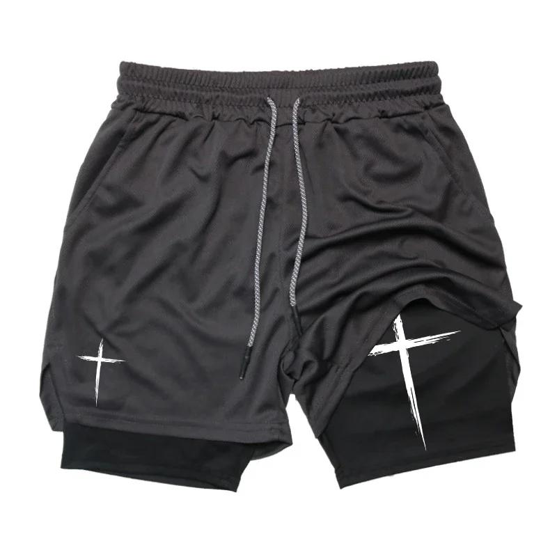 Cross Christian God Muay Thai Kick Boxing UFFC MMA Shorts Men Women Unisex Double Layer Quick Dry Breathable Training Sport Gym Fitness Workout