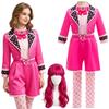 Descendants Chloe Cosplay Red and Pink Costume for Women Dresses Wig Roleplay Stage Performance Outfits Halloween Carnival Suit