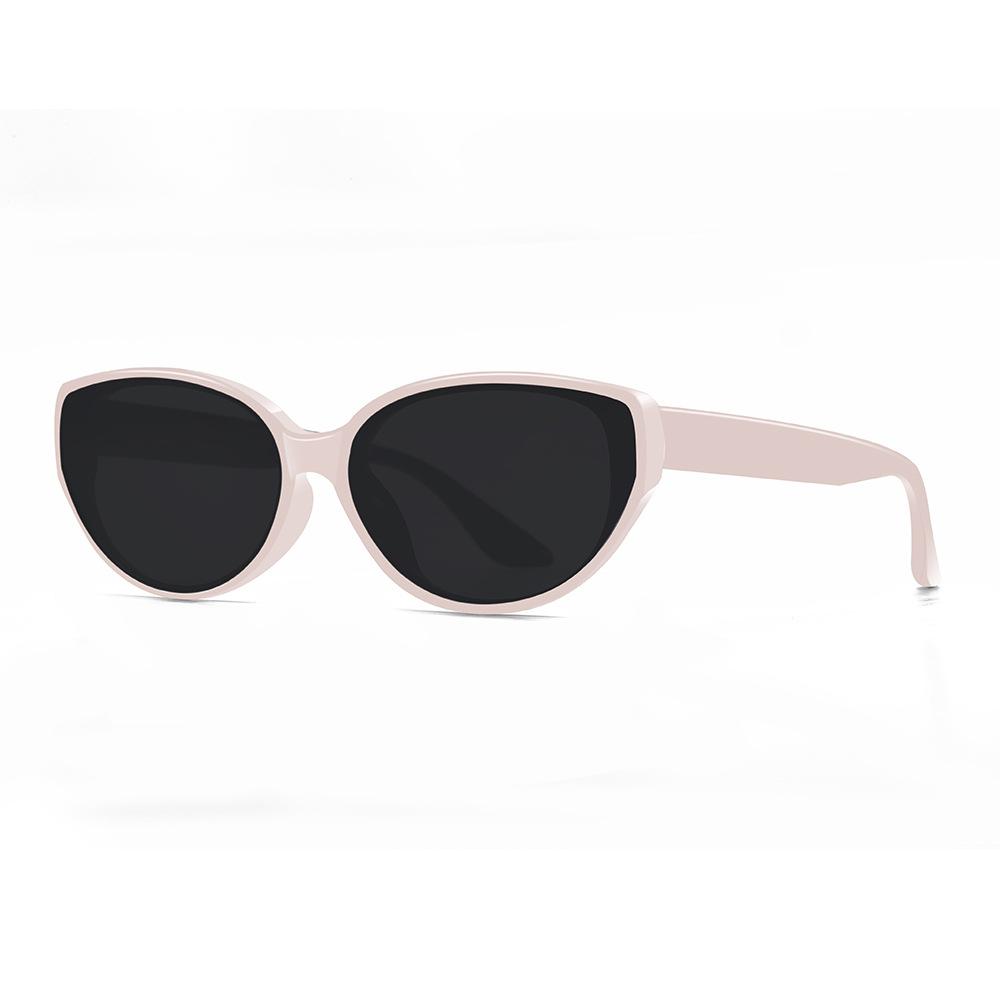 Fashion cat eye sunglasses women's face small new high-end sunscreen UV protection square white frame polarized sunglasses