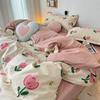 Комплект постельного белья с розовыми цветами Модный Простыня Пододеяльник Без наполнителя Наволочка Полуторный Двуспальный Королевский Скандинавский Для мальчика Для девочки Постельное белье