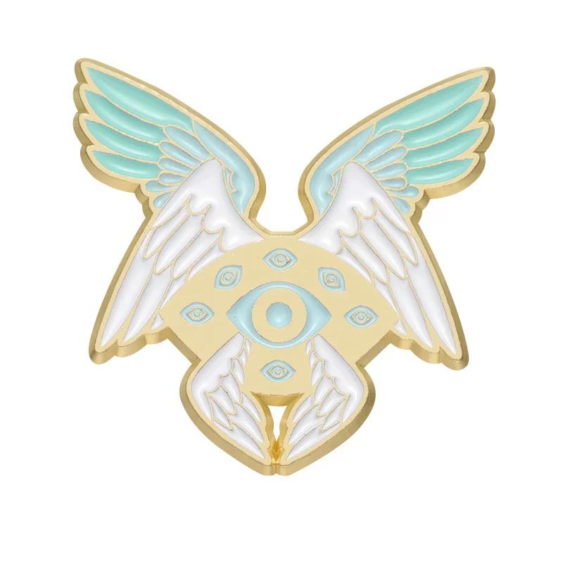 Эмалевые значки 'Глаз Серафима' Чисто-белые Ангельские Крылья Дух Серафим Броши Значки на лацкан Библейский Христианство Вера Ювелирные изделия Подарок