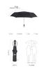 PARACHASE Folding Automatic Wind Arc Length Diameter Golf Wind Glass Water Umbrella Case Black Umbrella, Open/Close, Large, Men's, Resistant, 140cm,