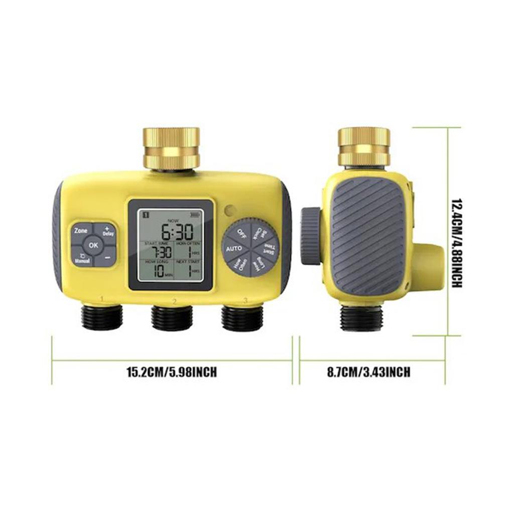 Intelligent watering controller, automatic plant irrigator with three valves, outdoor courtyard irrigation timer, garden timed watering controller