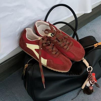 Версия из овчины~ Модный контрастный цвет, круглый носок, повседневный стиль, плоская подошва, ремешок, дышащие, универсальные, мягкая подошва, женские