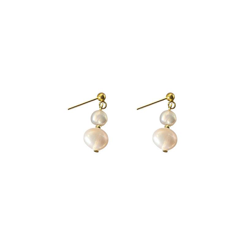 Irregular Pearl Earrings French Retro Hong Kong Style Elegant Earrings Simple and Generous New Style for Women