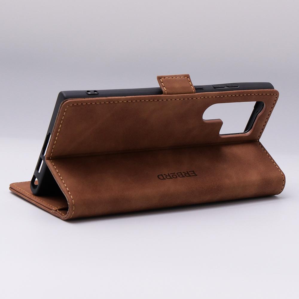 Samsung Galaxy S23 Ultra Case, ERBORD Vintage Wallet Flip Case, Brown