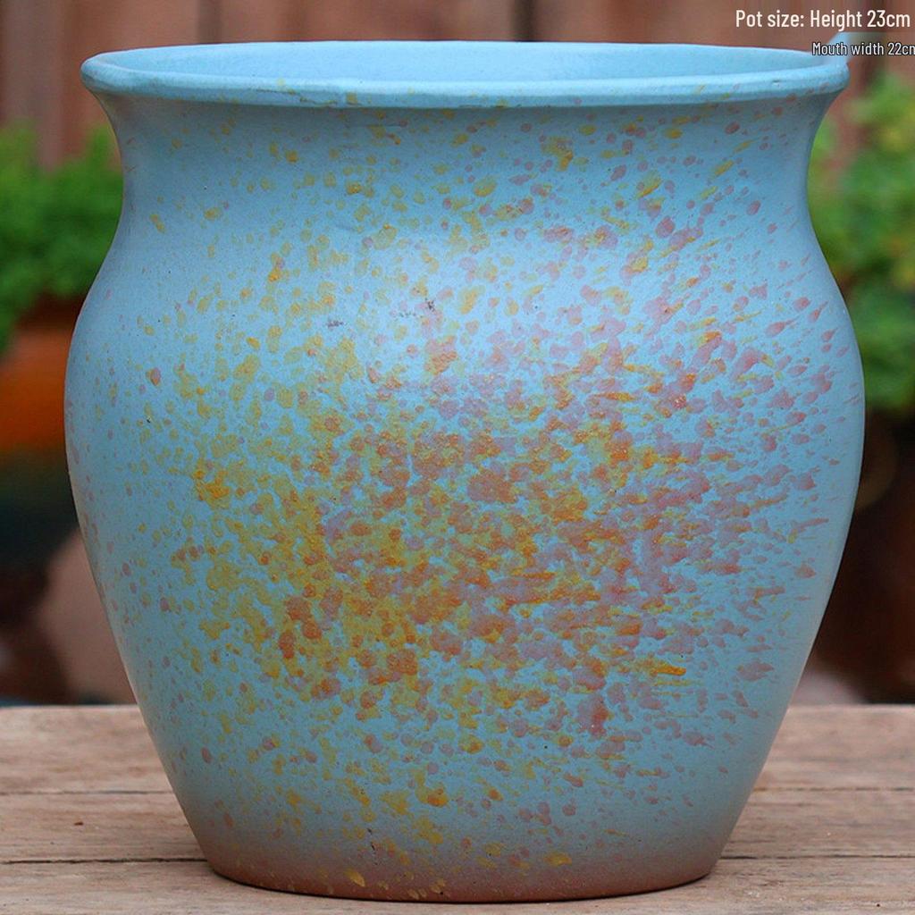 Vintage Ceramic Pot for Indoor/Outdoor Use – Large, Breathable Coarse Pottery for Green Plants, Tall Wide Mouth Design for Bougainvillea & Succulents