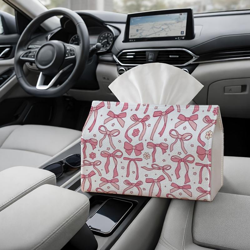 2D Flat, 1 Pink Temptation Aesthetic Tissue Box - Pink Bow and Star Pattern Design, Suitable for Home and Parties - Stylish Tissue Storage Box, Suitab