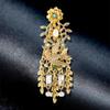 Exquisite Gold Color Swallow Brooches for Women Light Luxury Pendant Tassel Trend Breast Pin Ethnic Style Unisex Fashion Jewelry