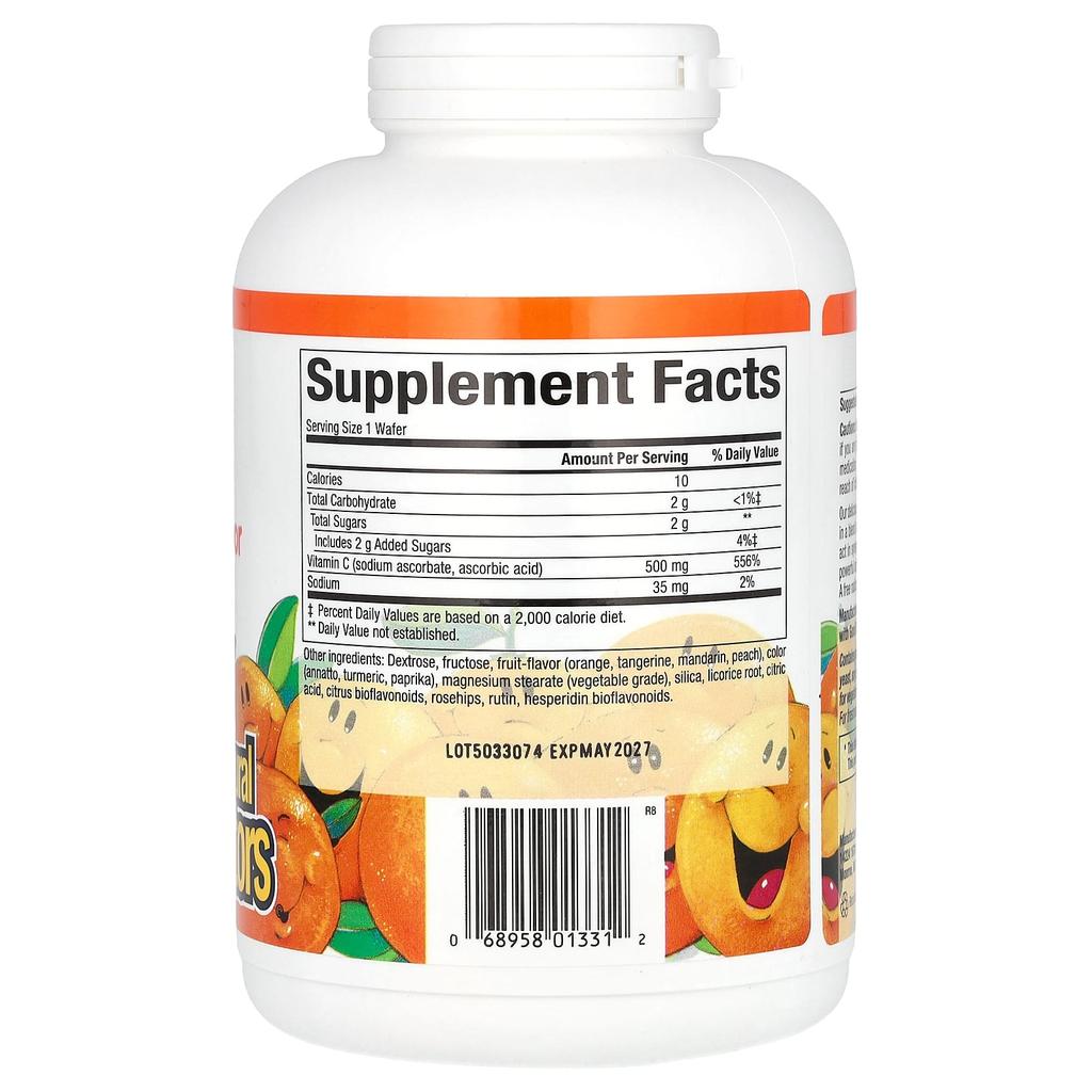 Vitamin C Fruit Flavor Chew, Tangy Orange, 500Mg, 180 Chewable Wafers