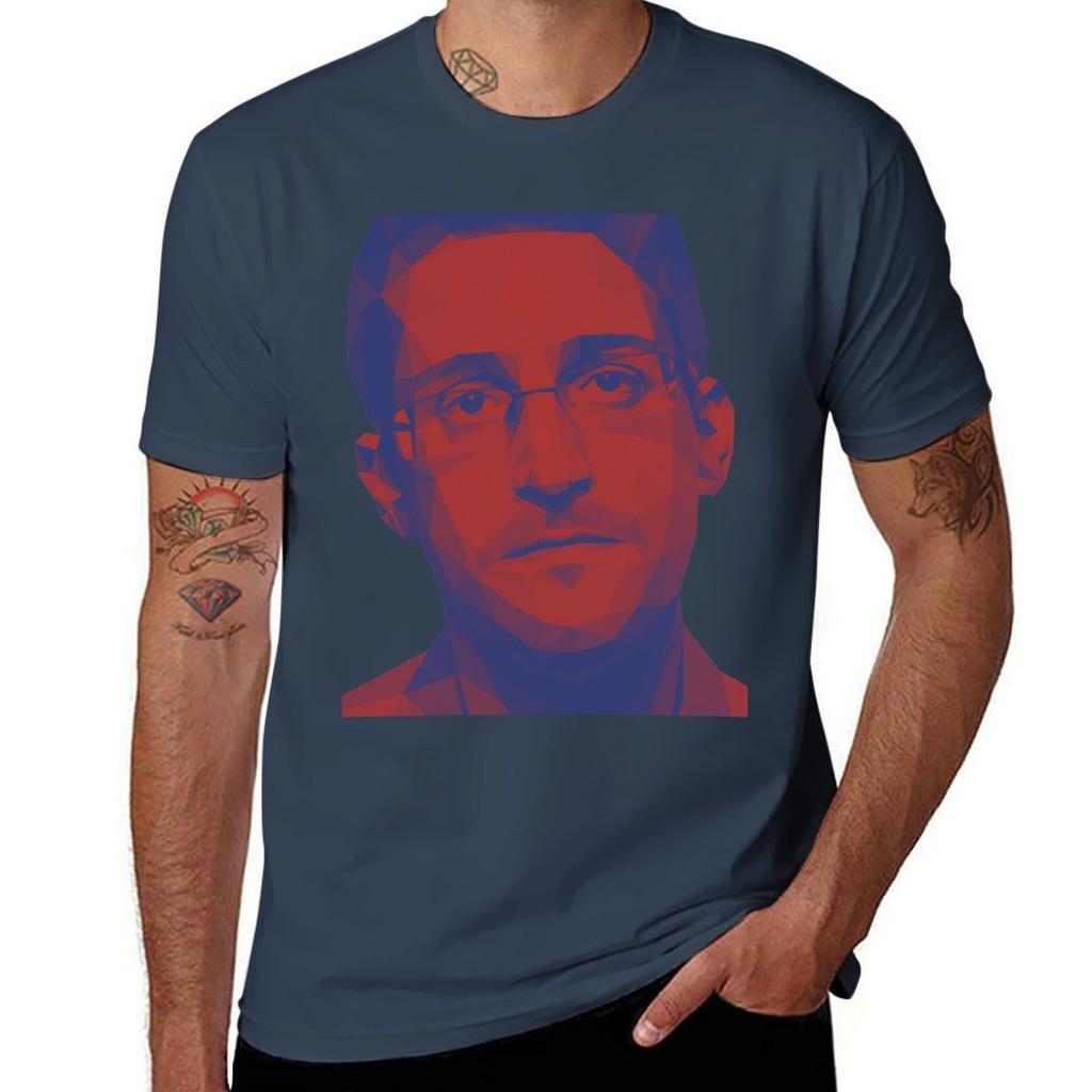 Edward Snowden TShirt Work Daily Short Sleeve Top