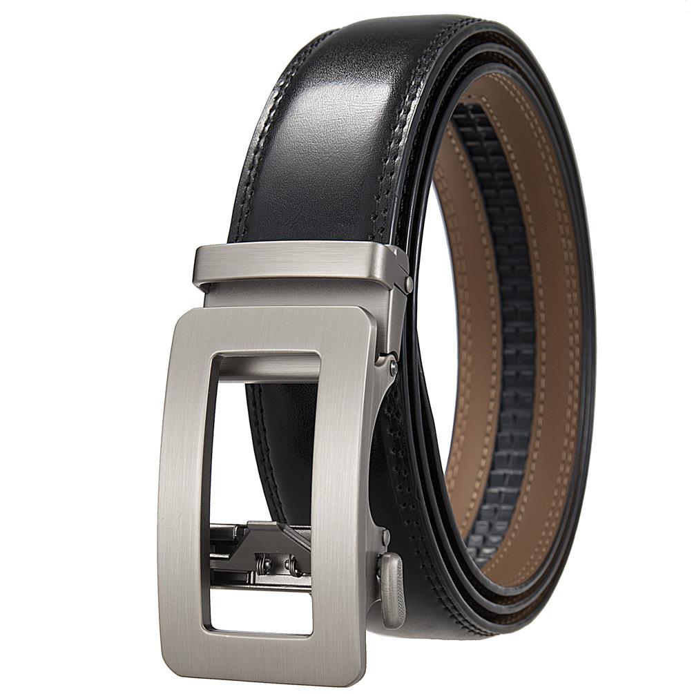 1шт двухслойный ремень из коровьей кожи с автоматической пряжкой, мужской ремень, деловой ремень Ly35-0838-1