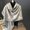 Double-sided Cashmere Thickened Warm Sky Cotton Scarf for Women's Air-conditioned Room Travel Neck Protection Shawl