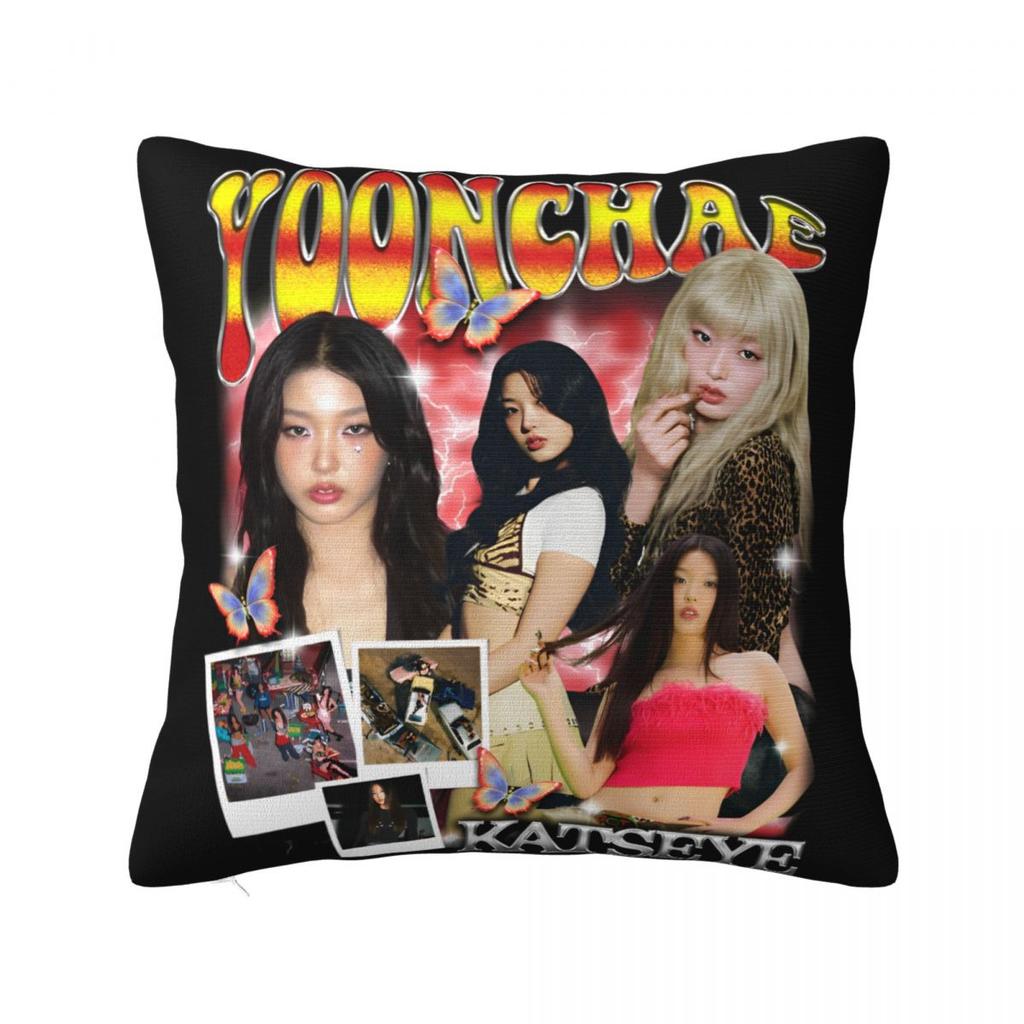 Наволочка Yoonchae Katseye Gnarly в стиле K-pop, Чехол для подушки с групповым принтом, Потрясающая декоративная наволочка для дивана 40*40 см