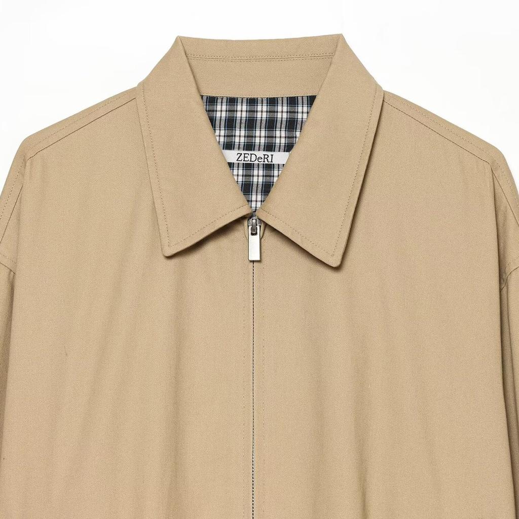 2026 summer new European and American cross-border women's clothing simple lapel waist zipper short jacket w018 1886