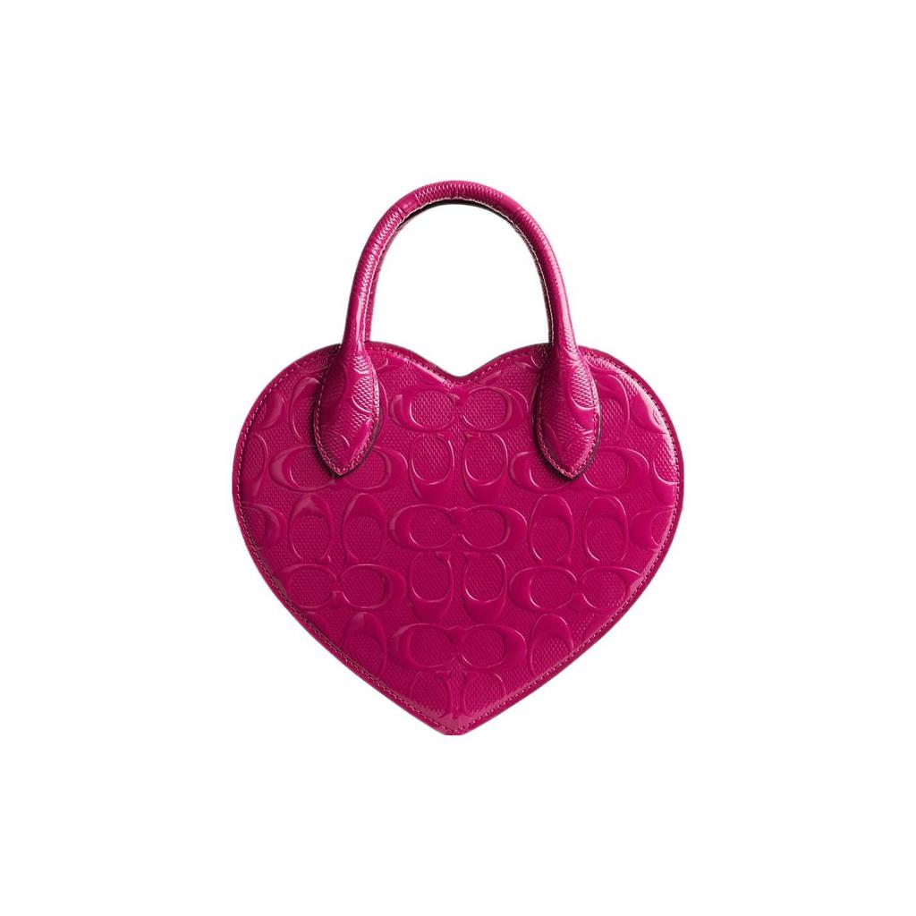 Coach Сердце 20 Тисненая Буквенная Логотип Молния Фурнитура Пряжка Слот для Карт Лакированная Кожа Сумка-Сердце Ручная Сумка Сумка Через Плечо Маленькая CN600-B4MJ