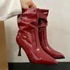Женские ботильоны на высоком каблуке, сексуальные туфли с острым носком, зимние дизайнерские туфли-лодочки 2024 года, модные новые тенденции в готическом стиле для женщин