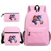 Mario Sonic Themed Kids Backpack Set Boys Girls School Travel Lightweight Oxford Fabric Dual Shoulder Bag 20L Capacity