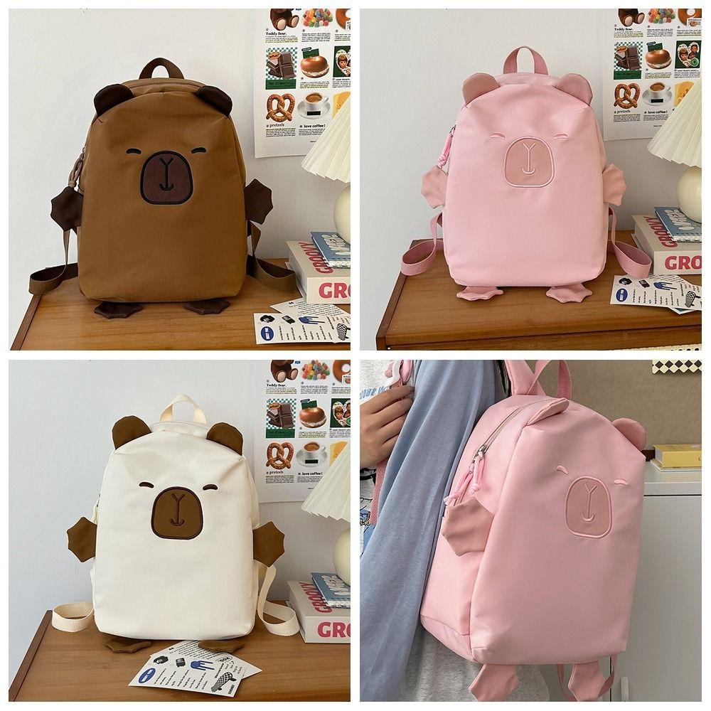 Рюкзак в корейском стиле с капибарой, большой вместимости, мультяшный, для студентов, для книг, для улицы