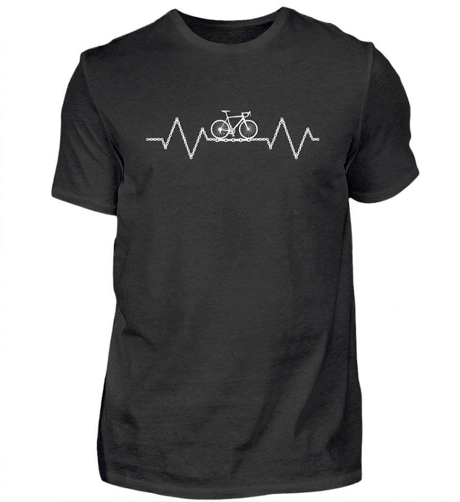 Road Bike Heartbeat Road Cyclist Gift For Friends Black Tshirt