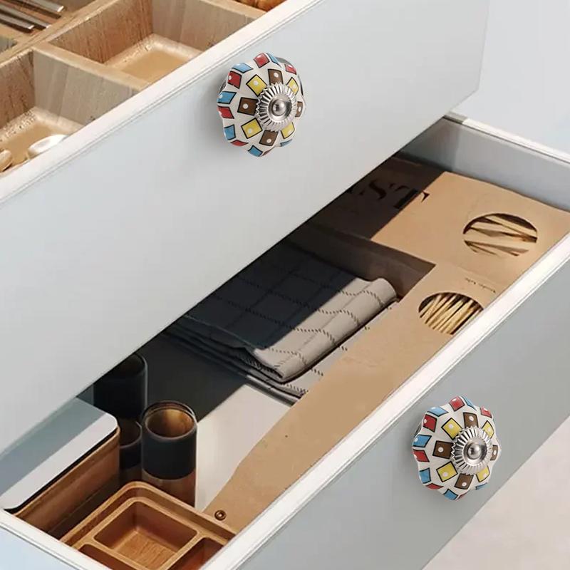 1 шт. Железный материал Винтажная ручка для шкафа Европейский стиль Расписной узор Изысканная форма тыквы Украшение для дома Многоцветный