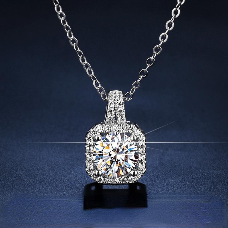 BagueRingen настоящий 1ct D цвет муассанит свадебный кулон ожерелье 100% стерлингового серебра 925 пробы сверкающее помолвочное вечерние ювелирные изделия