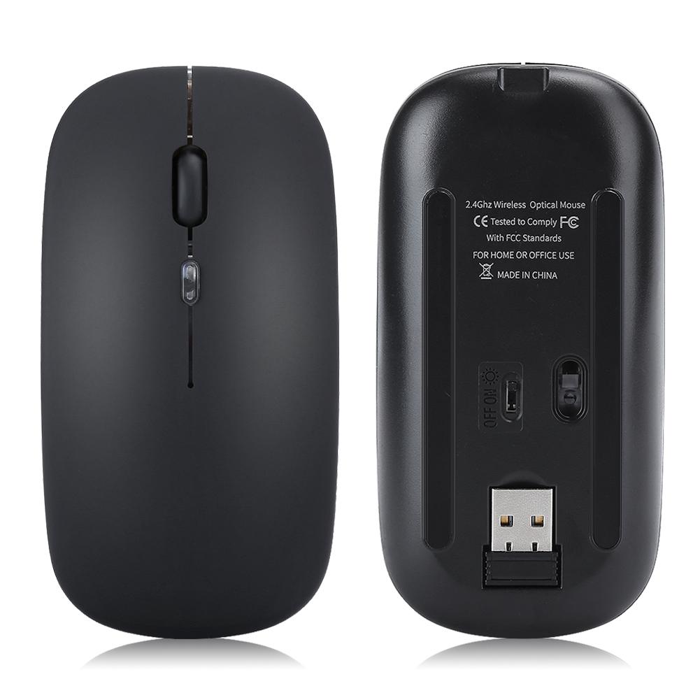 Wireless Mouse 2.4G Rechargeable USB Wireless Gaming Mouse with LED Colorful LightSilver