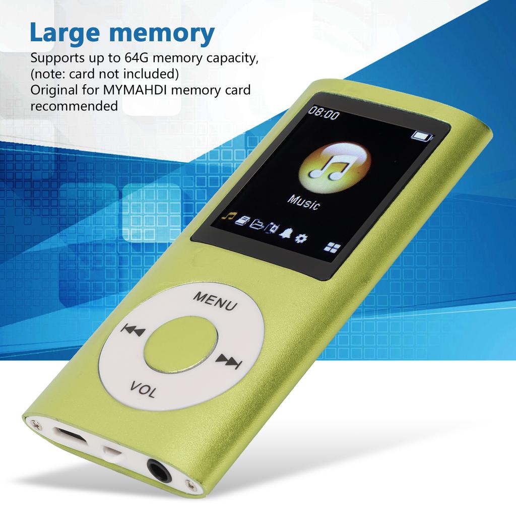 1.8 Inch LCD Screen MP3 Player Mini Portable MP3 Music Player Stylish Aluminum Alloy Lossless Sound Slim for Running