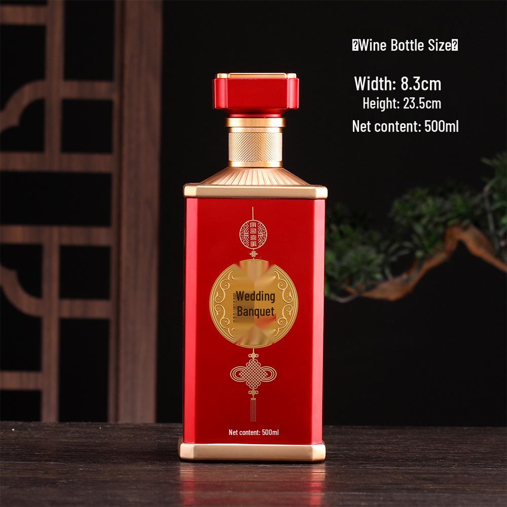 Wedding Banquet Baijiu Bottle with Cap - 500ml Sealed Homebrewed Grain Wine Bottle.