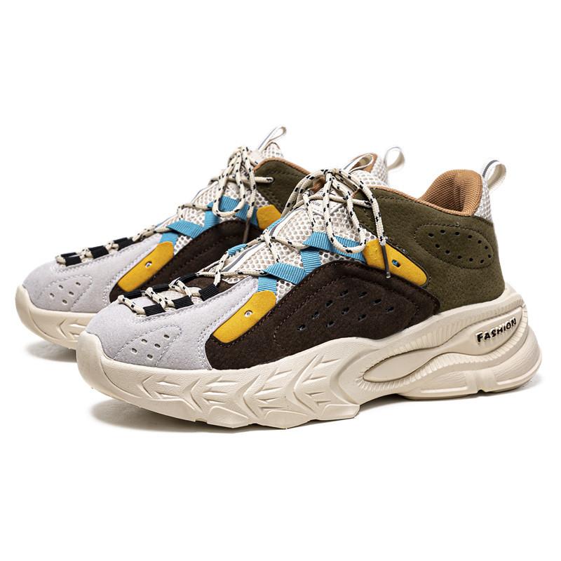 Модные кожаные туфли Daddy Shoes с толстой подошвой, весна 2024, новые мужские повседневные спортивные туфли с индивидуальной цветовой гаммой, кроссовки для бега на дутой подошве