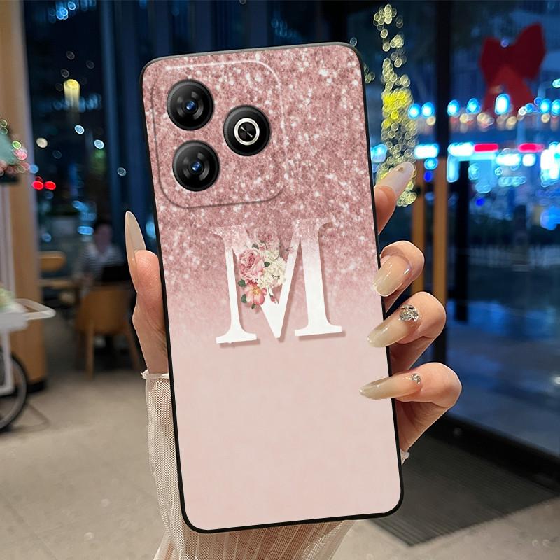 Модный чехол с буквой и цветком для пары на ZTE Blade V60 4G/Axon 60 4G/Nubia V60, мягкий силиконовый черный чехол, защитный от царапин корпус