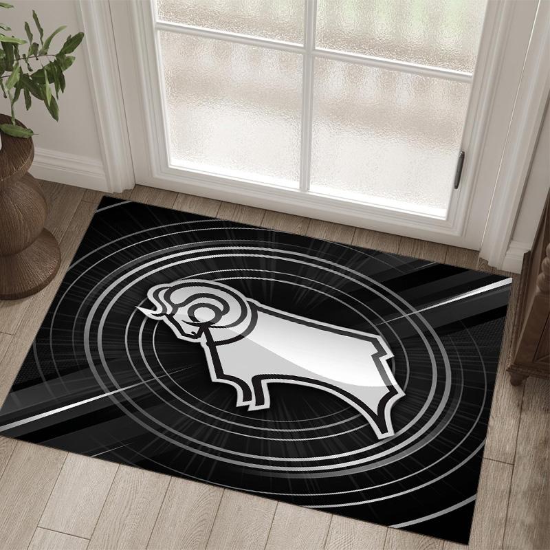 Derby County Design Crystal Velvet Carpet Cozy Non?Slip Printed Rug For Bedroom Living Room Entrance