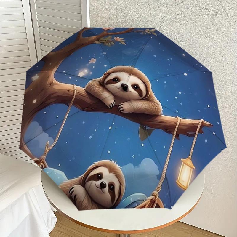 1pc Sloth Night Swing Stars Umbrella with Plastic Handle,Suitable for All Seasons Home Travel Outdoor UmbrellaDD829