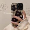 INS черный силиконовый кожаный чехол с камелией для iPhone 11 12 13 14 15 Pro Max Mini SE X XS Max XR 8 7 Plus противоударный чехол