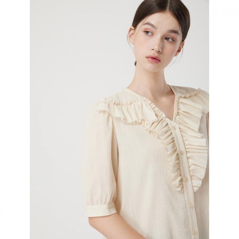 Cc Collect Crinkle Cotton Ruffle Blouse C252msc051