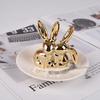 1PC Ceramic Ornament Home Decor Ceramic Landscape Accessories Rabbit Gold Double Eared Rabbit Valentine'S Day Multicolour