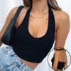 Womens Tank Tops Casual Sports Vest Sleeveless Cotton Soft Summer Women's Halter Crop Tops Back Sleeveless Slim Fit Cami Tops