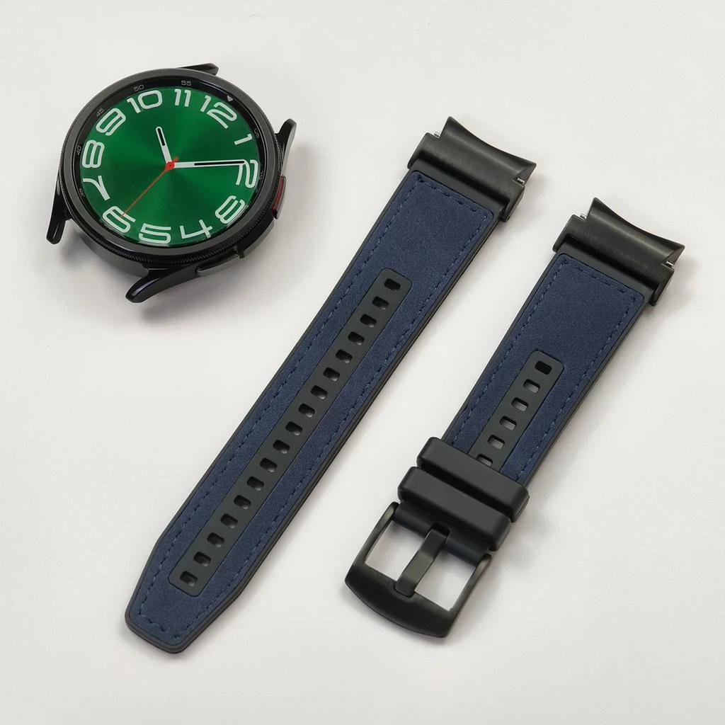 Кожаный ремешок без зазоров для Samsung Galaxy Watch 7 6 5 4 40мм 44мм Браслет для Galaxy Watch 6Classic 43 47мм 5Pro 45мм