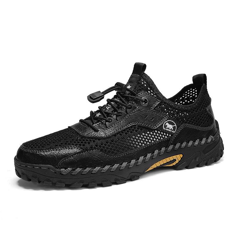 Летняя сетчатая обувь большого размера, повседневная стильная мужская обувь, нескользящая, дышащая, удобная походная обувь, сандалии для мужчин класса люкс