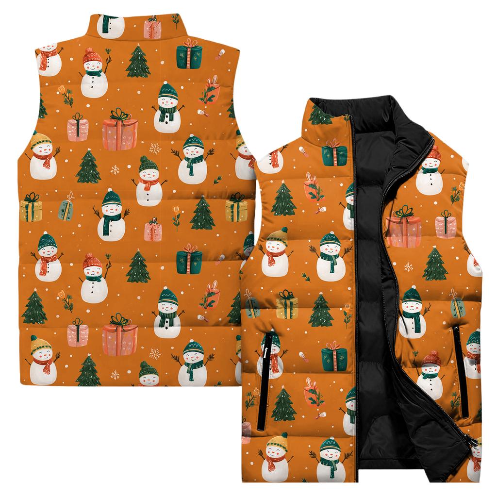 Ladies' Casual And Fashionable Sleeveless Vest Christmas Printed Cotton Jacket