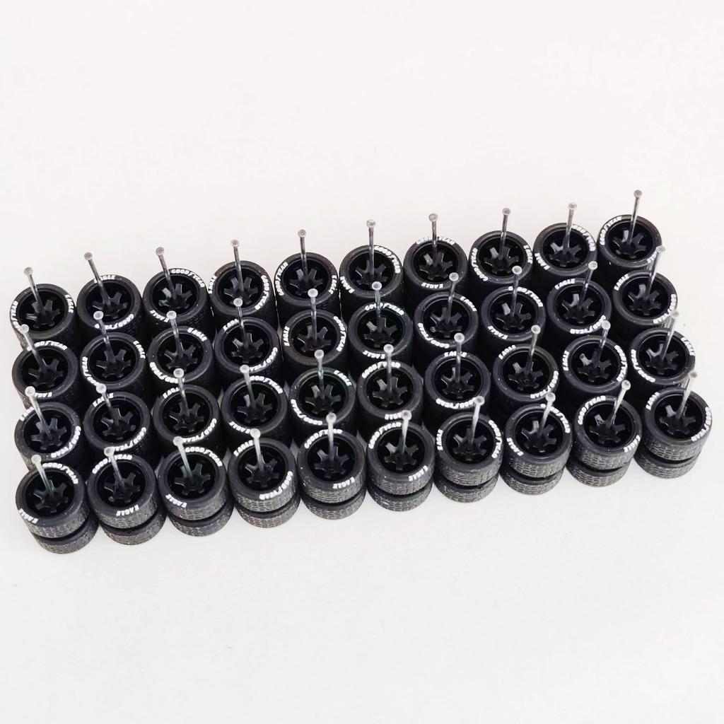20Sets 1/64 Alloy Car Model Wheels TE37 Mini Wheel with Textured Tire Tyres Spare Parts Diameter 11mm
